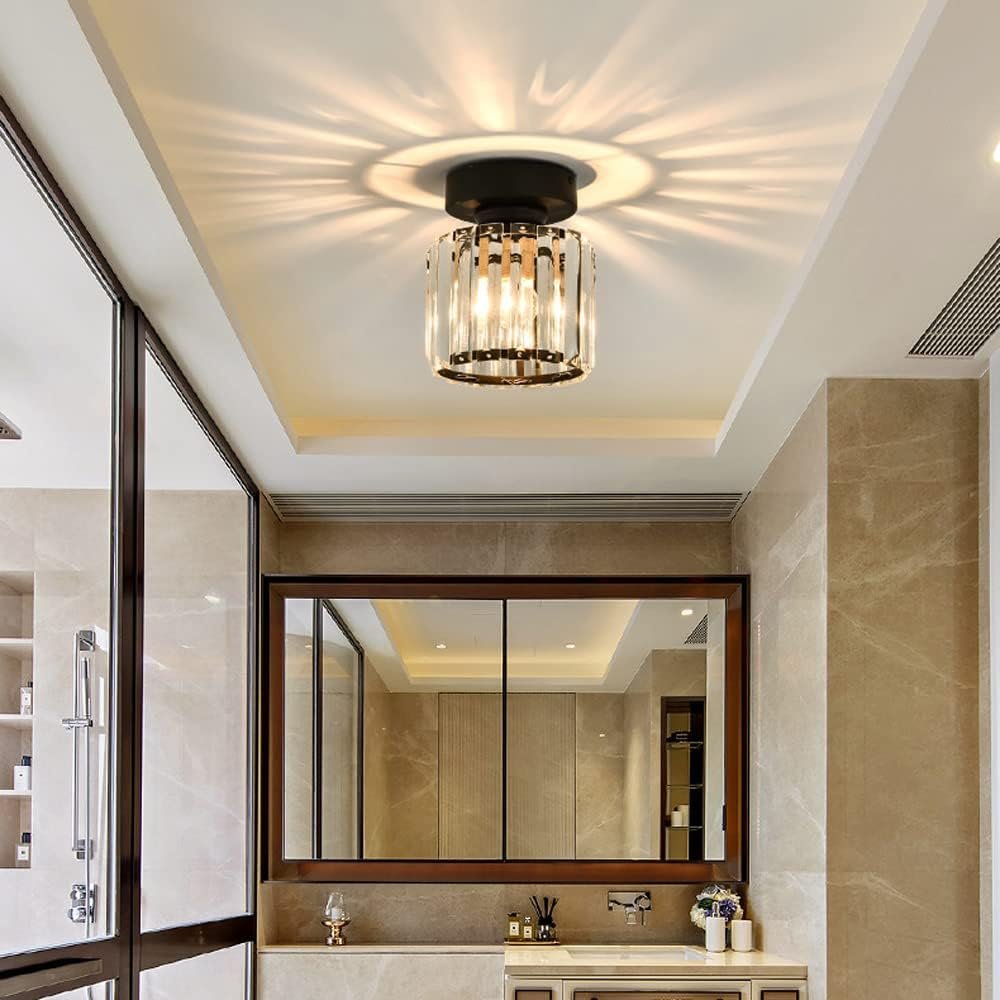Modern Crystal Flush Mount Ceiling Light Cube Shade View 23