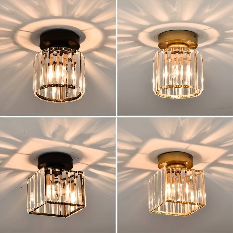 Modern Crystal Flush Mount Ceiling Light Cube Shade View 30