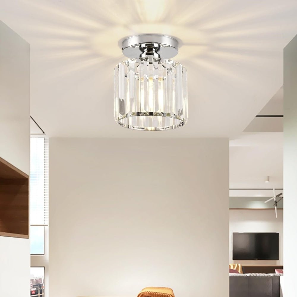 Modern Crystal Flush Mount Ceiling Light Cube Shade View 33