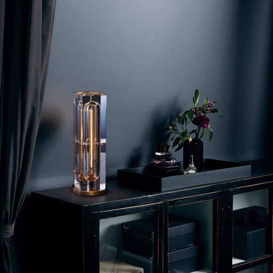 Modern Crystal Geometric Table Lamp Faceted Block Full