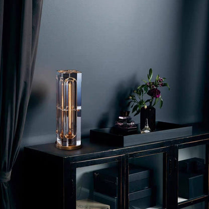 Modern Crystal Geometric Table Lamp Faceted Block Full