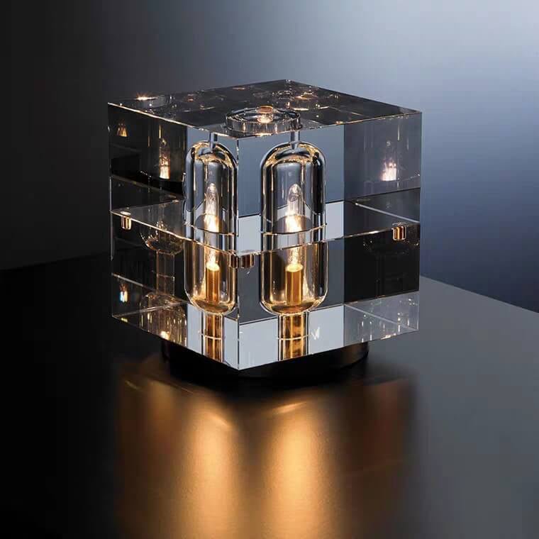 Modern Crystal Geometric Table Lamp Faceted Block Hero