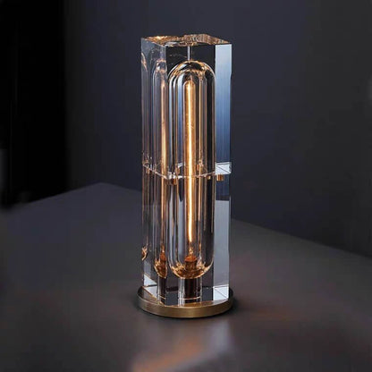 Modern Crystal Geometric Table Lamp Faceted Block View 12