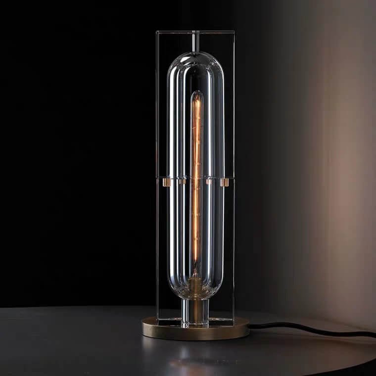 Modern Crystal Geometric Table Lamp Faceted Block View 15