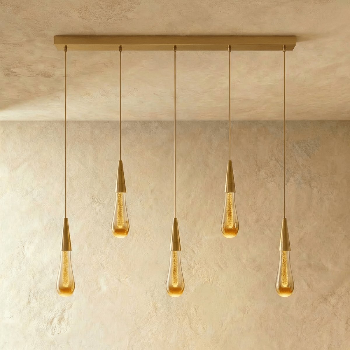 Modern Crystal Pendant Light Teardrop Chrome Close Up
