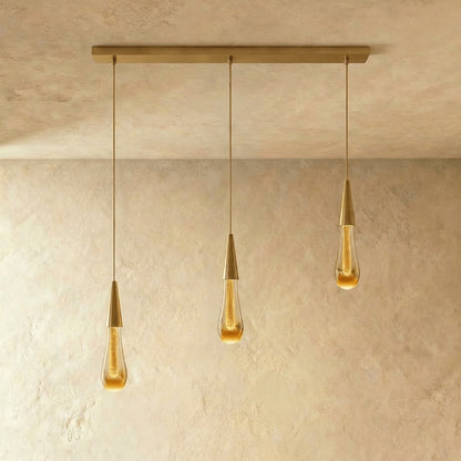 Modern Crystal Pendant Light Teardrop Chrome Side
