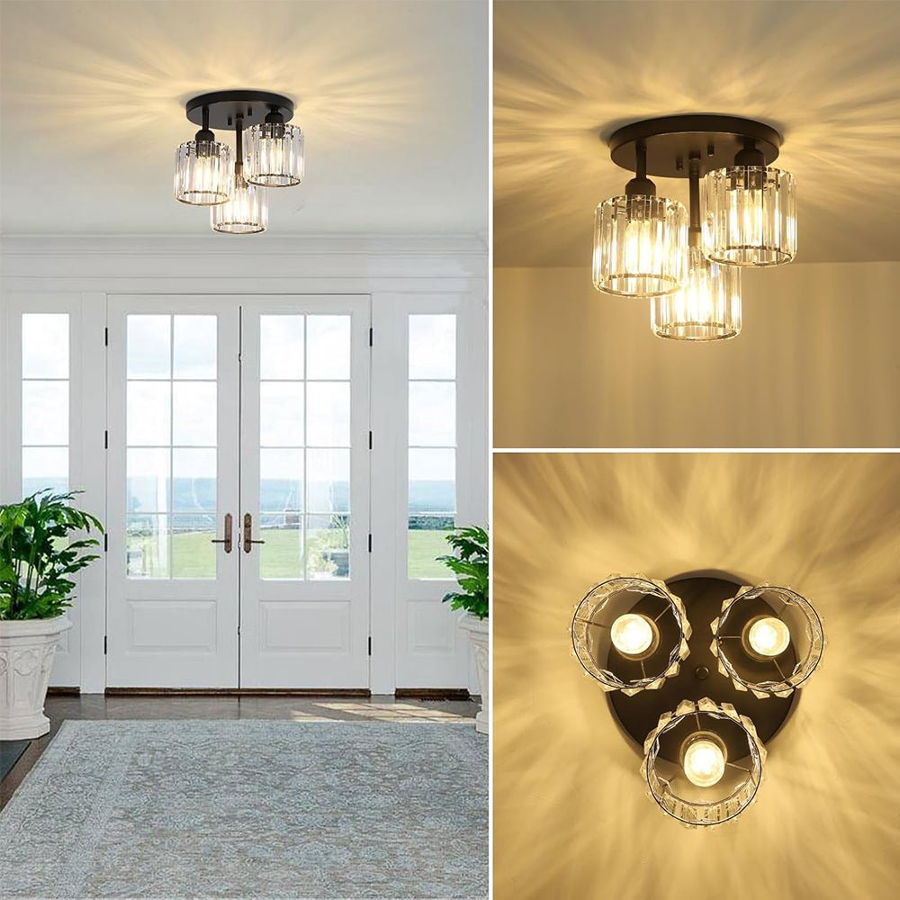 Modern Crystal Semi Flush Bedroom Ceiling Lights Angle