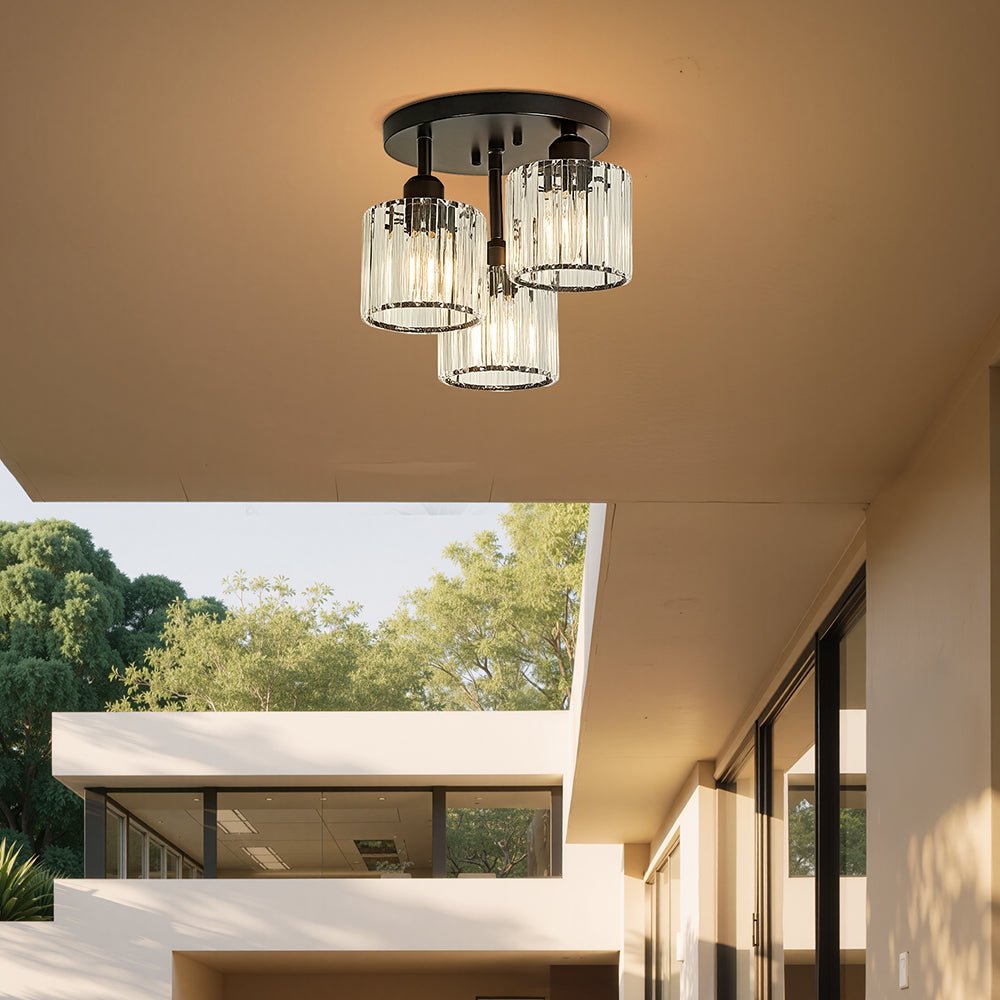 Modern Crystal Semi Flush Bedroom Ceiling Lights Back