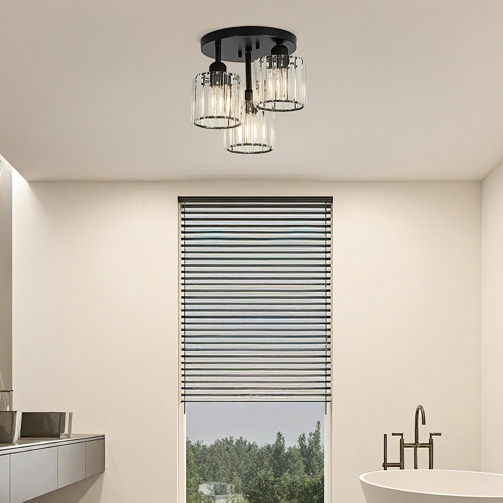 Modern Crystal Semi Flush Bedroom Ceiling Lights Front