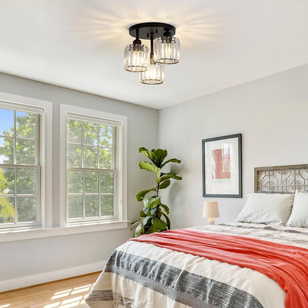 Modern Crystal Semi Flush Bedroom Ceiling Lights Side