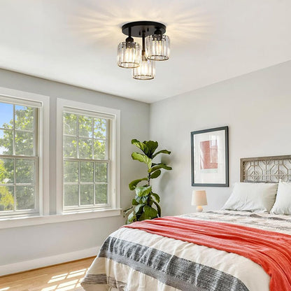 Modern Crystal Semi Flush Bedroom Ceiling Lights Side
