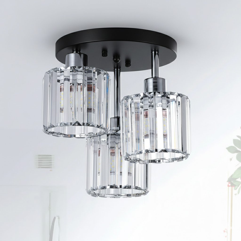 Modern Crystal Semi Flush Bedroom Ceiling Lights View 14