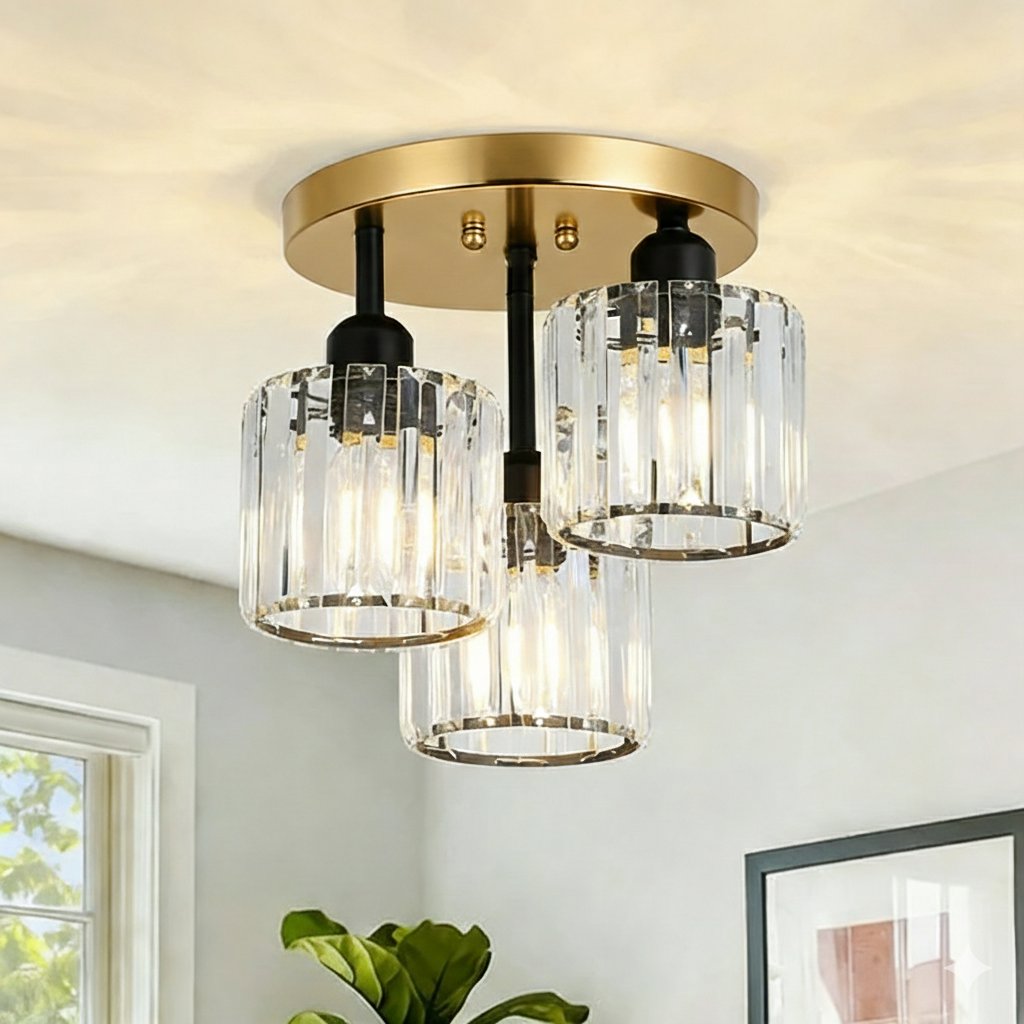 Modern Crystal Semi Flush Bedroom Ceiling Lights View 15