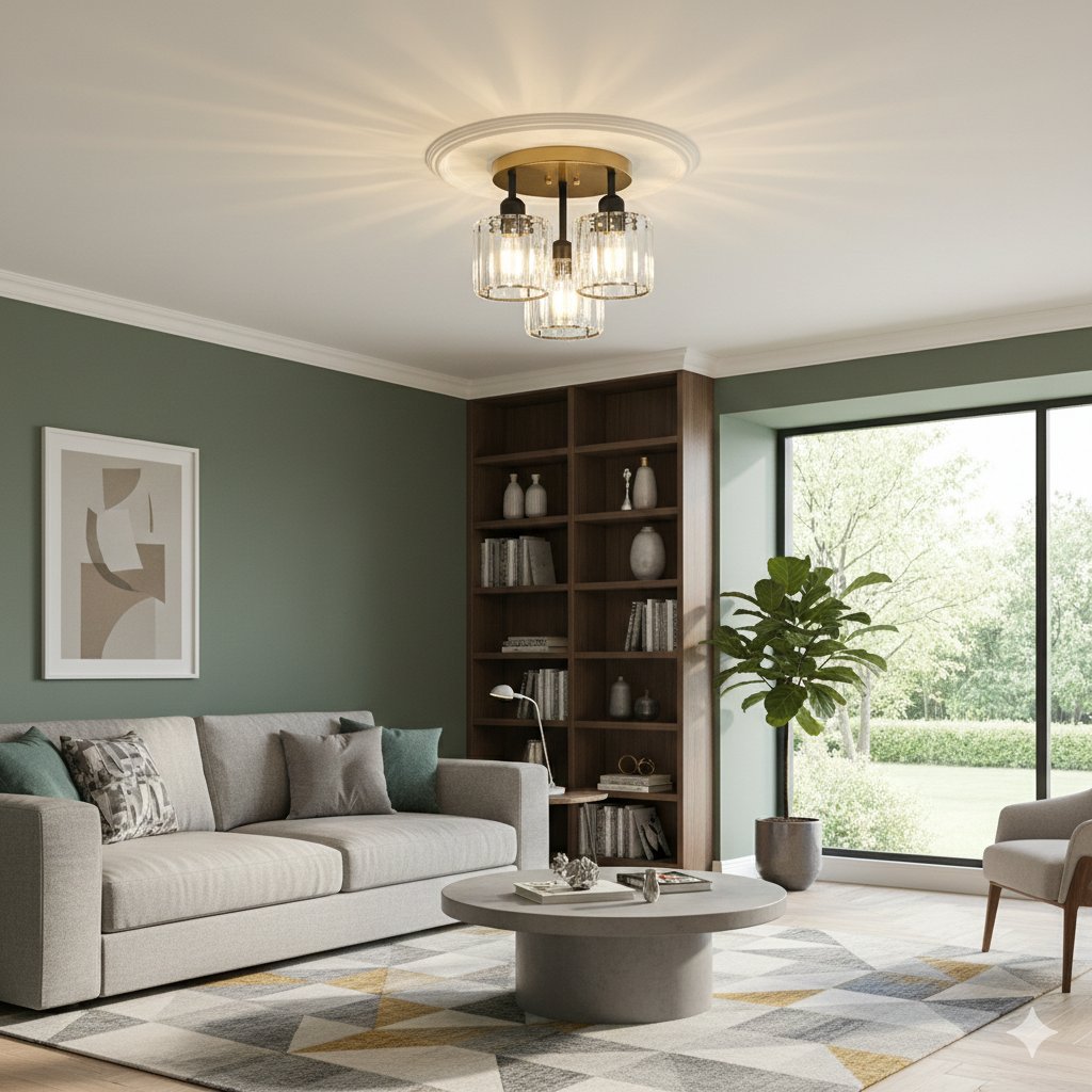 Modern Crystal Semi Flush Bedroom Ceiling Lights View 16