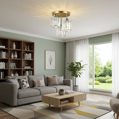 Modern Crystal Semi Flush Bedroom Ceiling Lights View 22