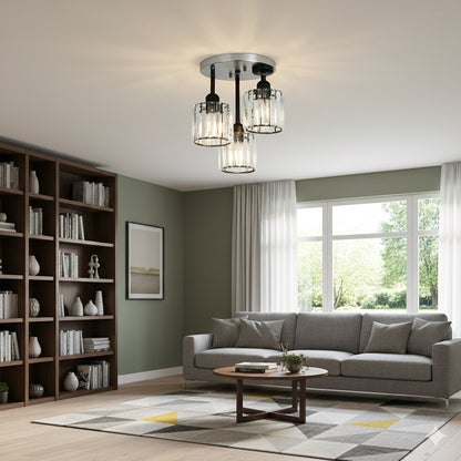 Modern Crystal Semi Flush Bedroom Ceiling Lights View 24