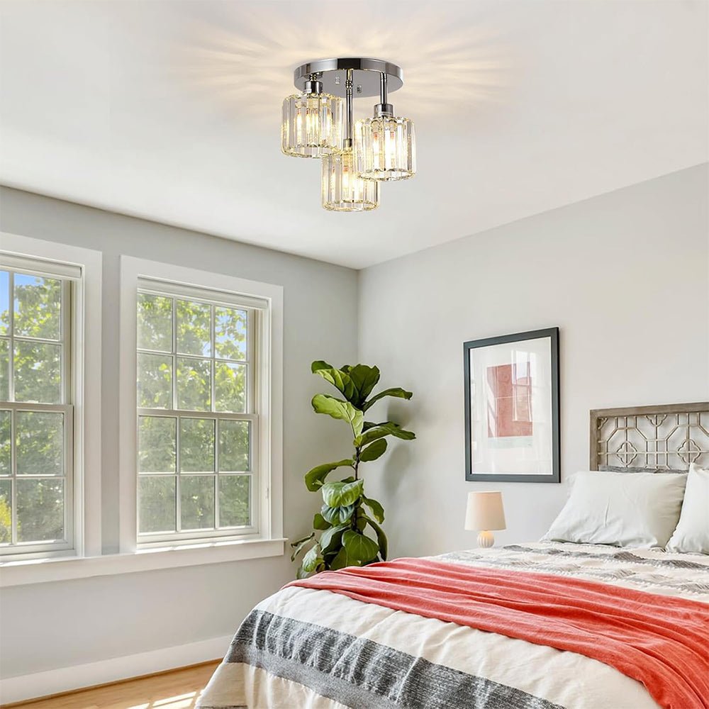 Modern Crystal Semi Flush Bedroom Ceiling Lights View 27