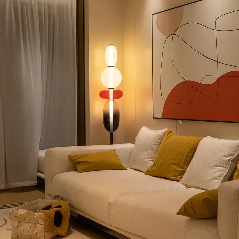 Modern Dimmable LED Floor Lamp Stacked Pebble View 25