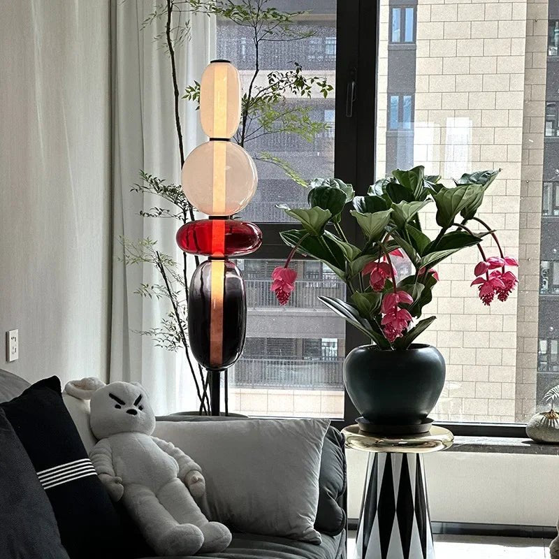 Modern Dimmable LED Floor Lamp Stacked Pebble View 26