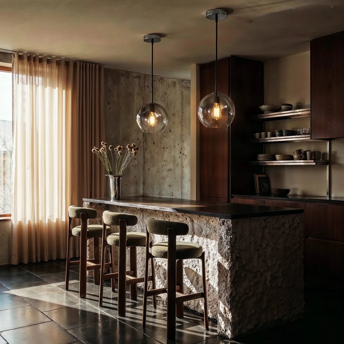 Modern Glass Pendant Light Ombre Sphere Side