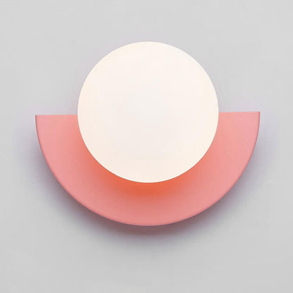 Modern Glass Wall Sconce Lamp Spherical Semicircle Close Up