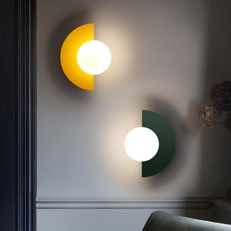 Modern Glass Wall Sconce Lamp Spherical Semicircle Detail