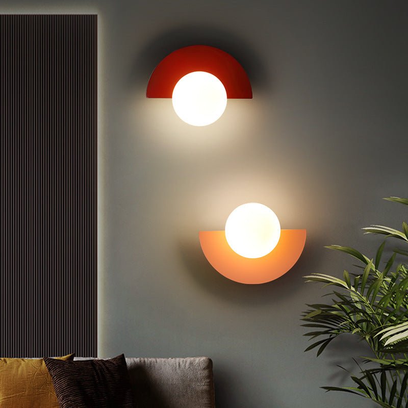 Modern Glass Wall Sconce Lamp Spherical Semicircle Front