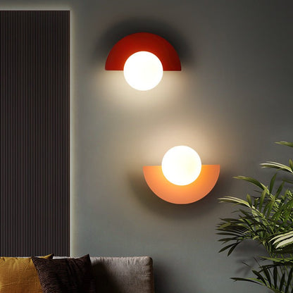 Modern Glass Wall Sconce Lamp Spherical Semicircle Front