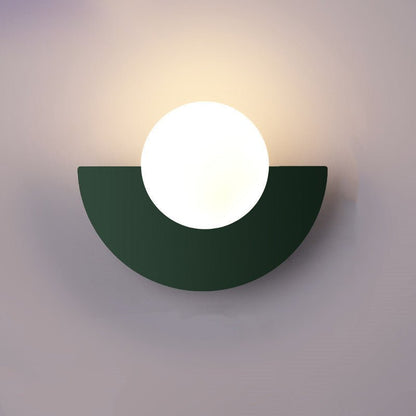 Modern Glass Wall Sconce Lamp Spherical Semicircle View 23