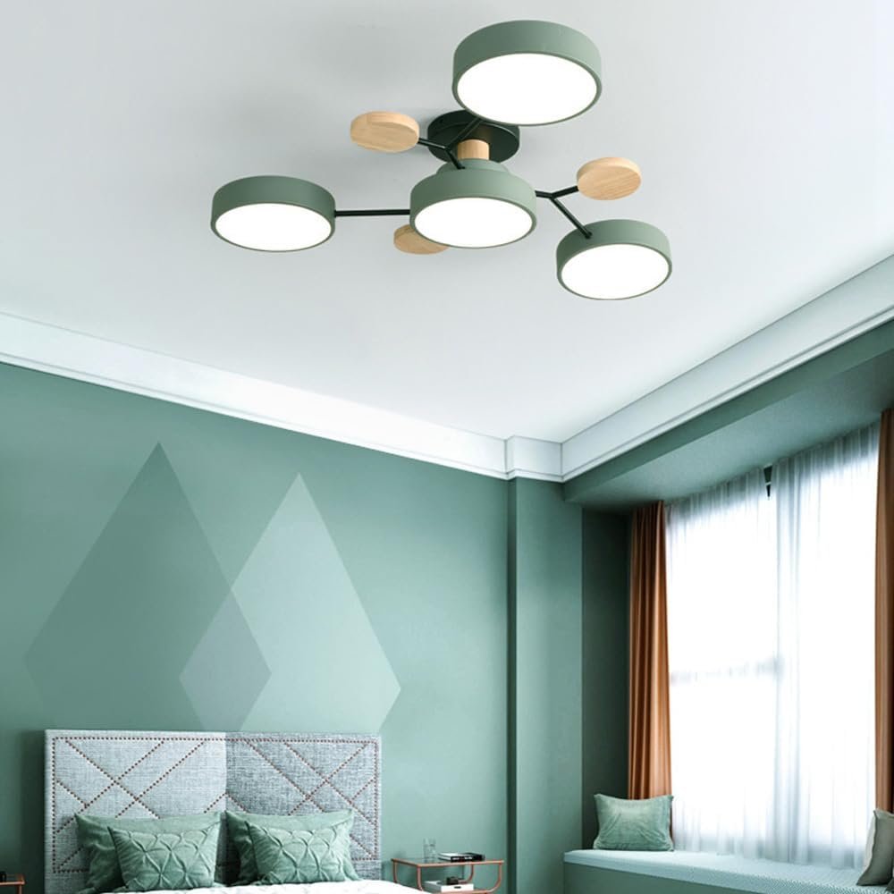 Modern Iron Ceiling Light Branching Round Shades Detail