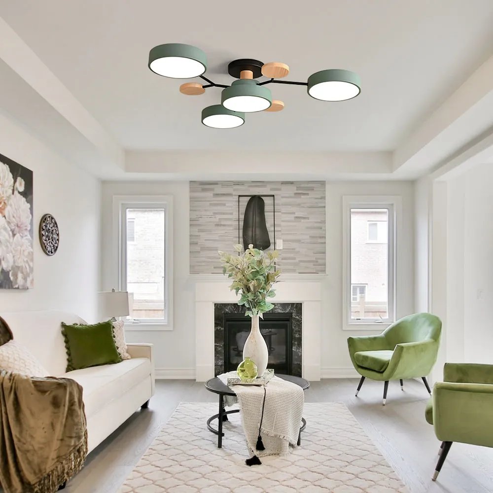 Modern Iron Ceiling Light Branching Round Shades Hero