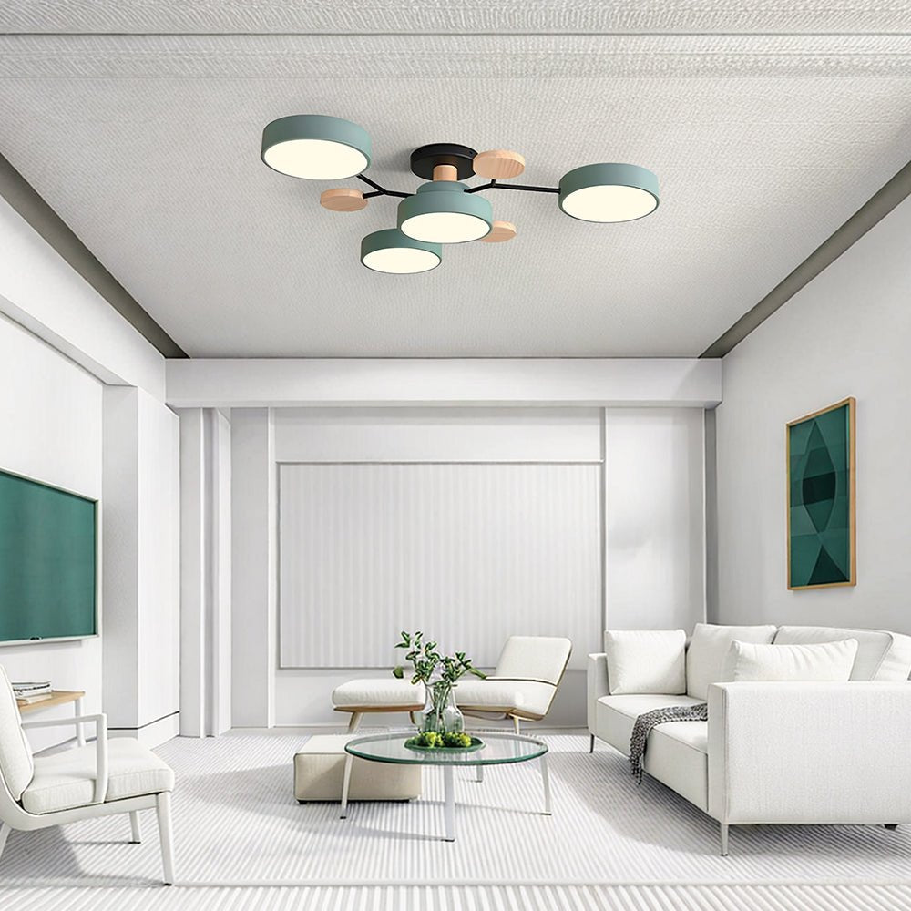 Modern Iron Ceiling Light Branching Round Shades Lifestyle