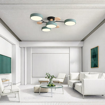 Modern Iron Ceiling Light Branching Round Shades Lifestyle