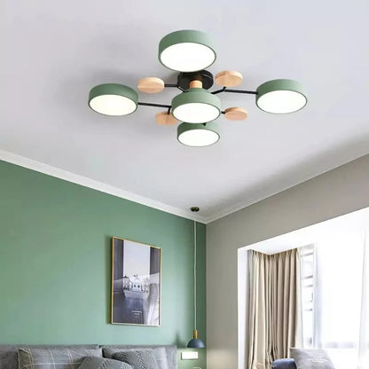 Modern Iron Ceiling Light Branching Round Shades View 11