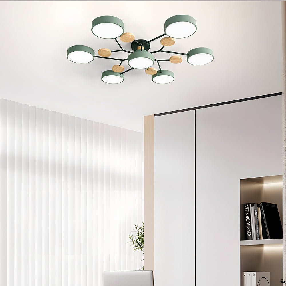 Modern Iron Ceiling Light Branching Round Shades View 16