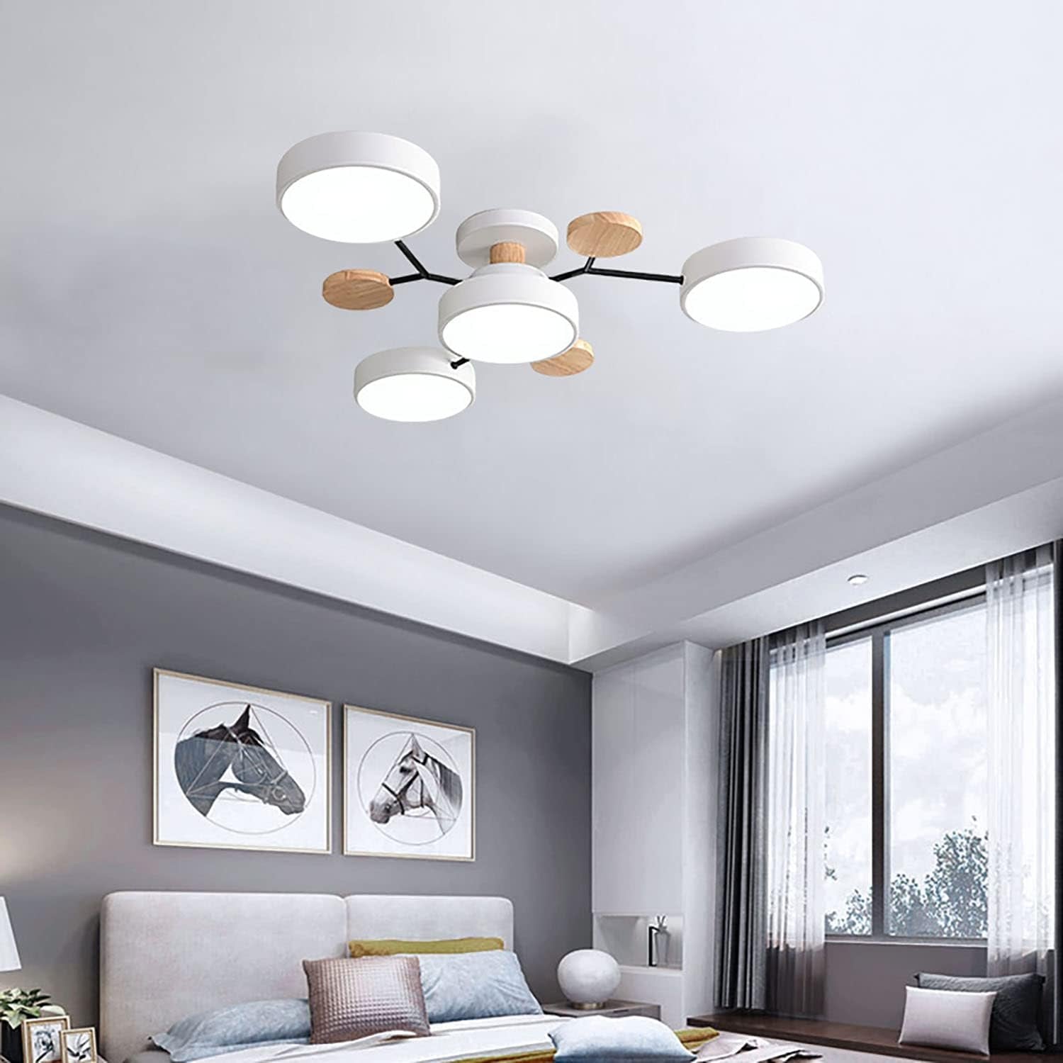 Modern Iron Ceiling Light Branching Round Shades View 23