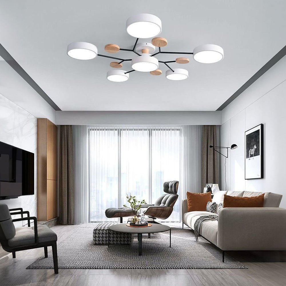 Modern Iron Ceiling Light Branching Round Shades View 26