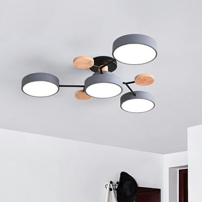 Modern Iron Ceiling Light Branching Round Shades View 29