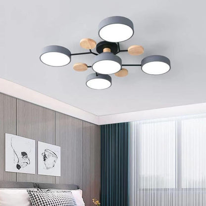 Modern Iron Ceiling Light Branching Round Shades View 31