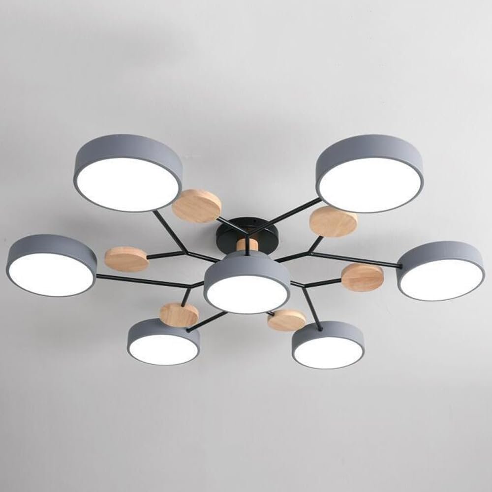 Modern Iron Ceiling Light Branching Round Shades View 37