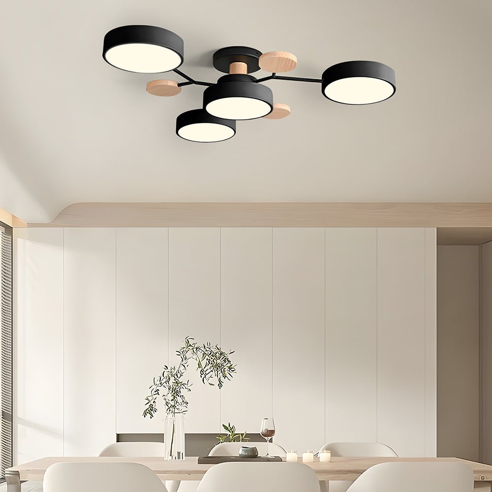 Modern Iron Ceiling Light Branching Round Shades View 42