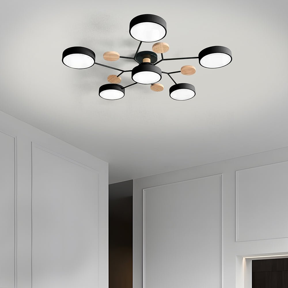 Modern Iron Ceiling Light Branching Round Shades View 49
