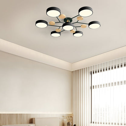 Modern Iron Ceiling Light Branching Round Shades View 56
