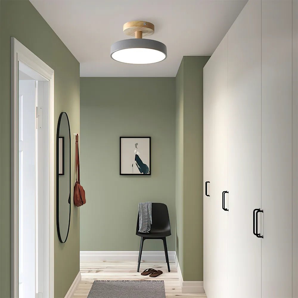 Modern Iron Ceiling Light Round Drum Shade Angle