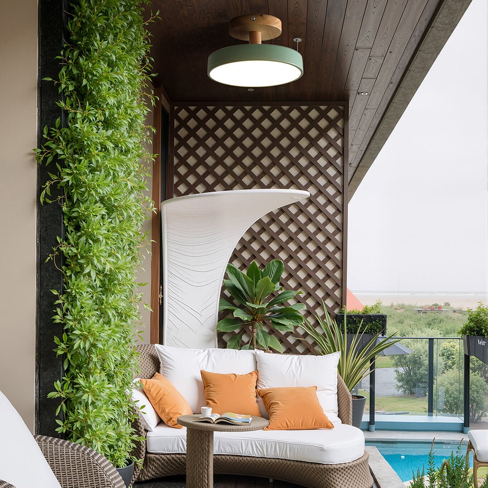 Modern Iron Ceiling Light Round Drum Shade Close Up