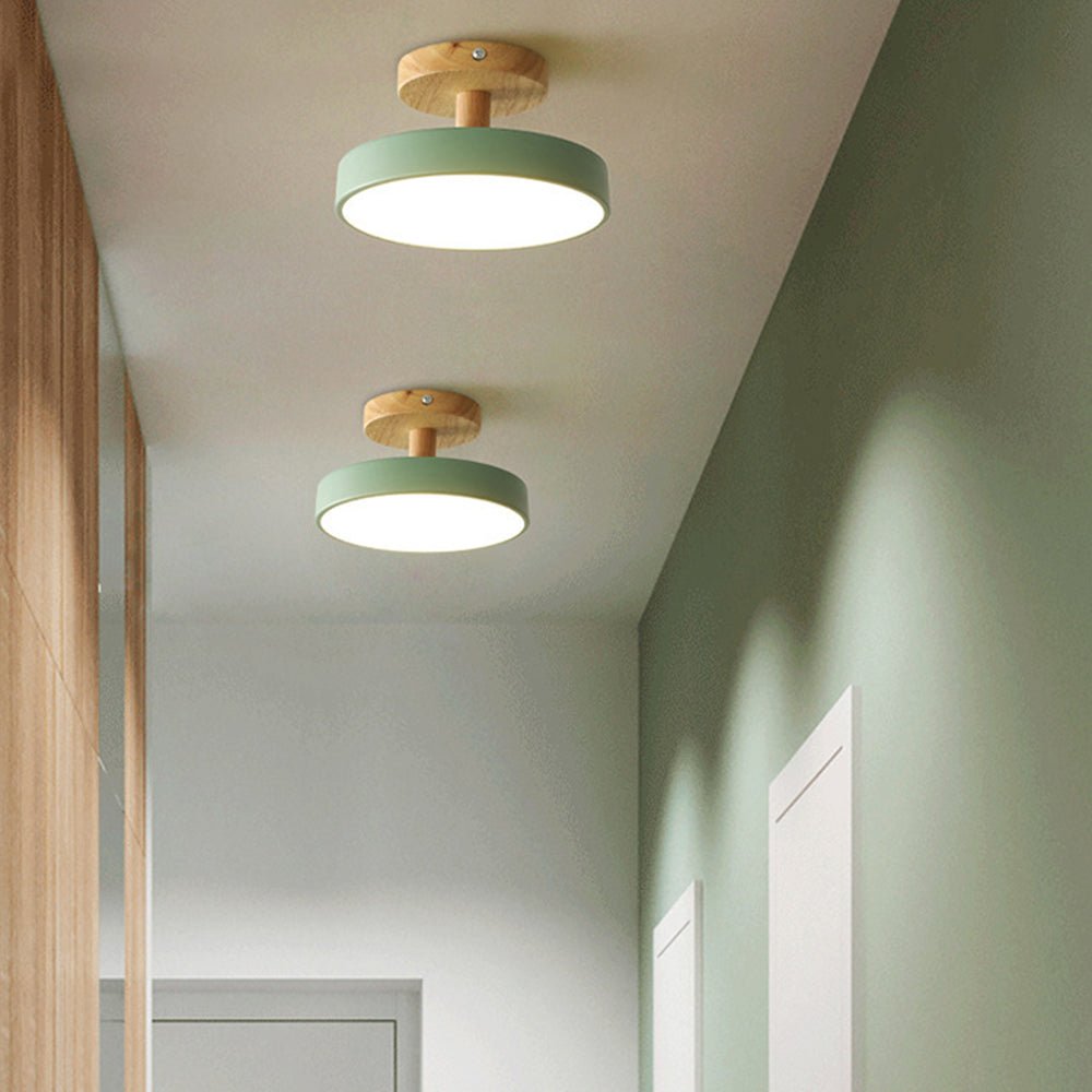 Modern Iron Ceiling Light Round Drum Shade Front