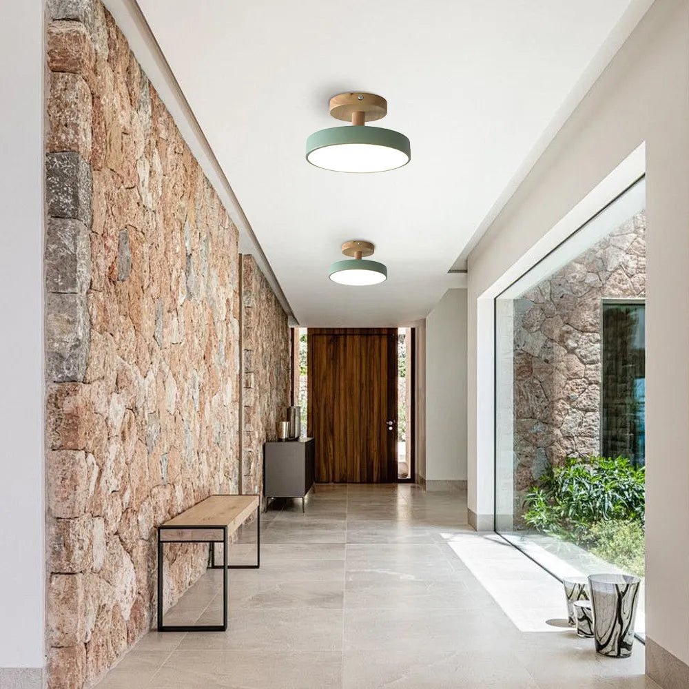Modern Iron Ceiling Light Round Drum Shade Side