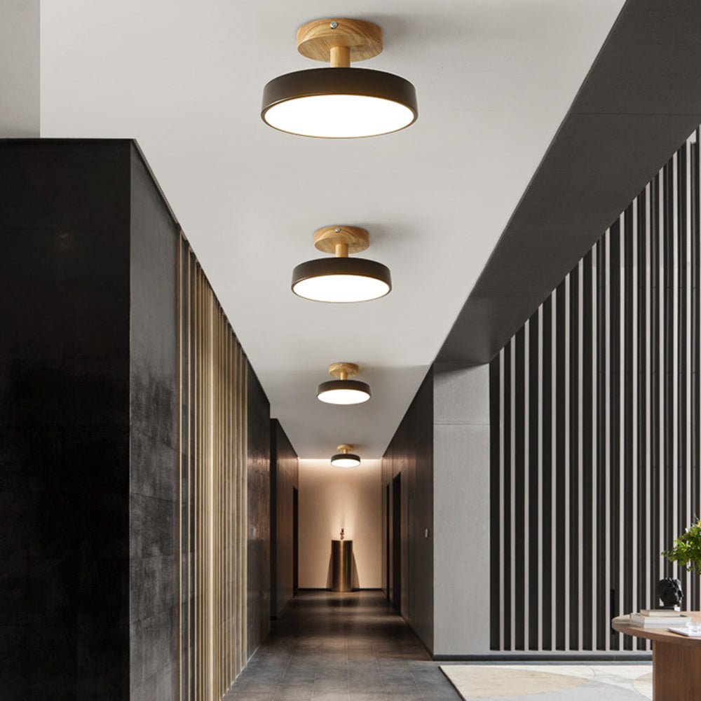 Modern Iron Ceiling Light Round Drum Shade View 13