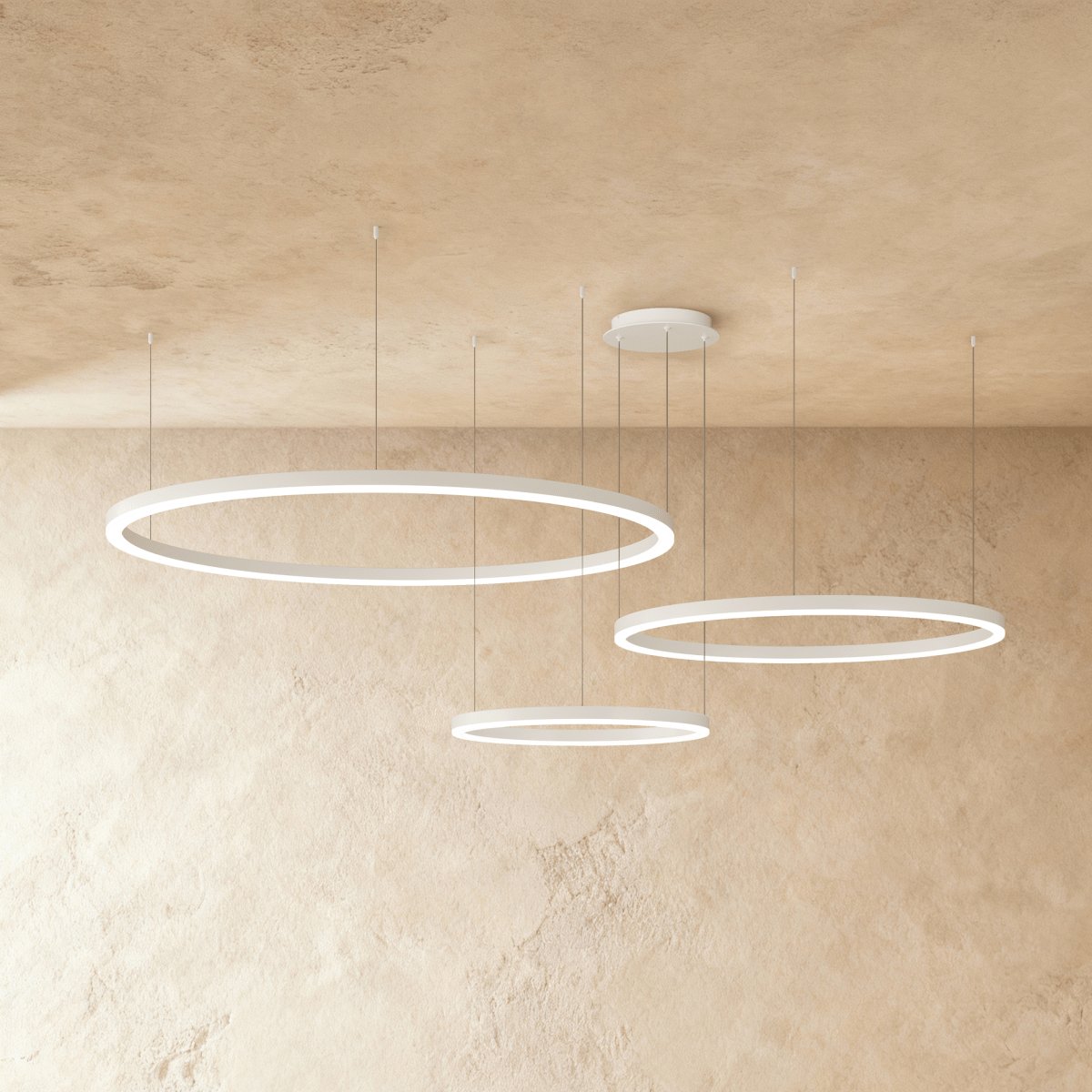 Modern Iron Chandelier Concentric Rings LED Angle