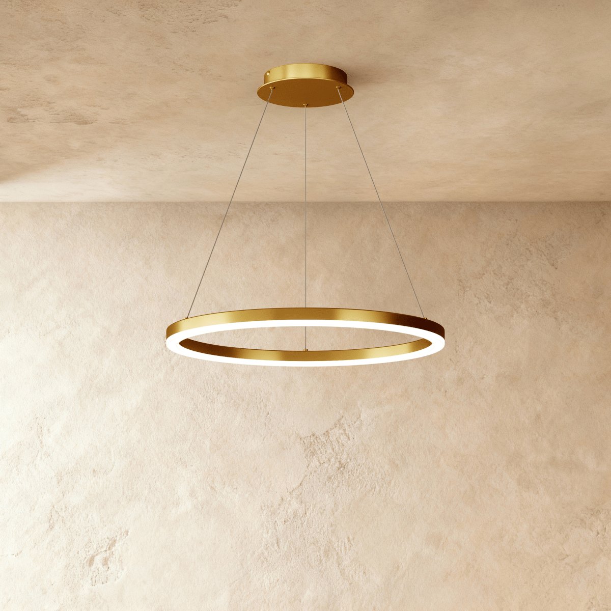 Modern Iron Chandelier Concentric Rings LED Back